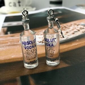 Absolut Vodka Earrings Resin Simulation Mini Transparent Vodka Bottle Earrings